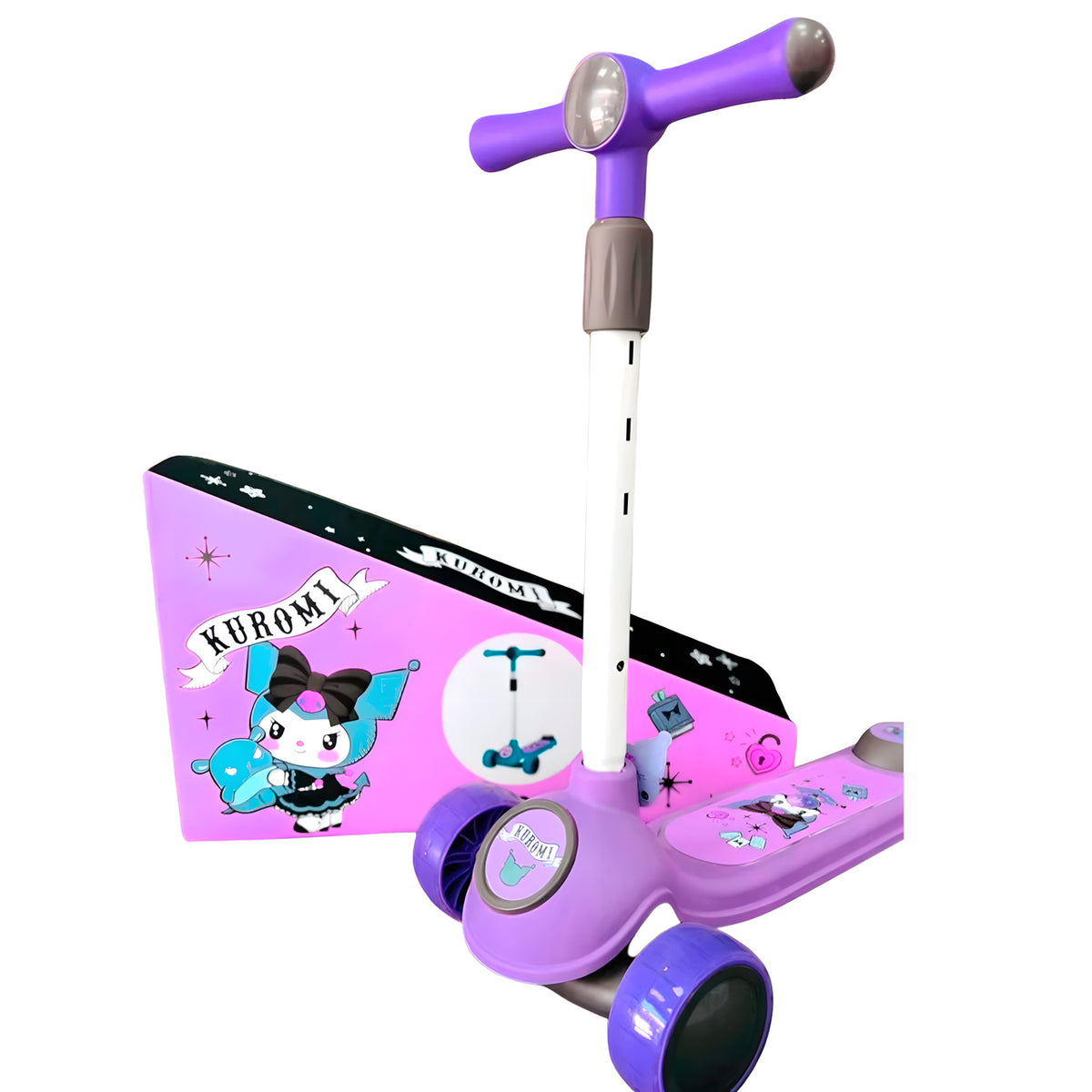 Scooter Infantil Kuromi LED Ajustable 40 kg Morado - fotografía 5