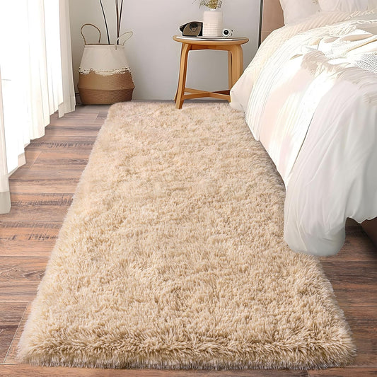 Alfombra Peludita Pasillera 50x200cm Decorativa Crema