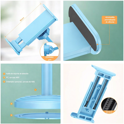 Soporte Celular Escritorio Expandible Ajustable Mesa Celeste