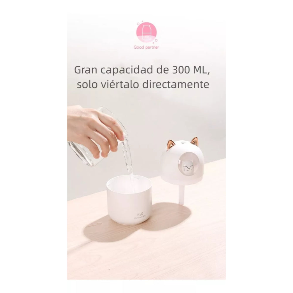 Humidificador Aire Purificador Difusor Gato Encantador H2o