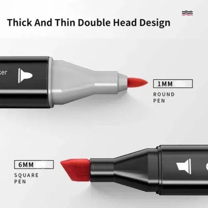 Set 80 Marcadores Doble Punta Con Estuche Plumones Artístico