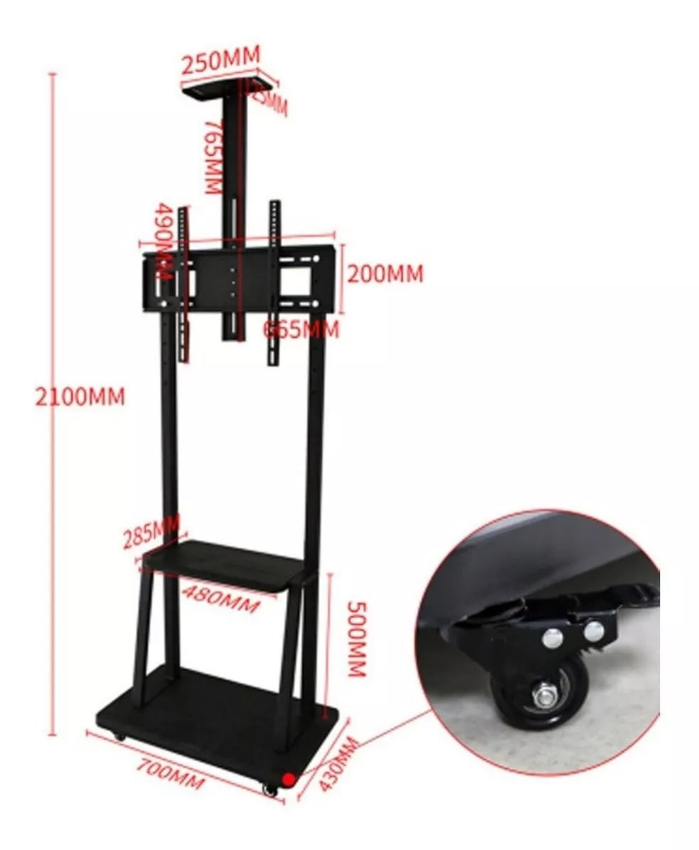 Soporte Tv Movil Base Pedestal Ruedas Televisor 32 A 75 Pulgadas