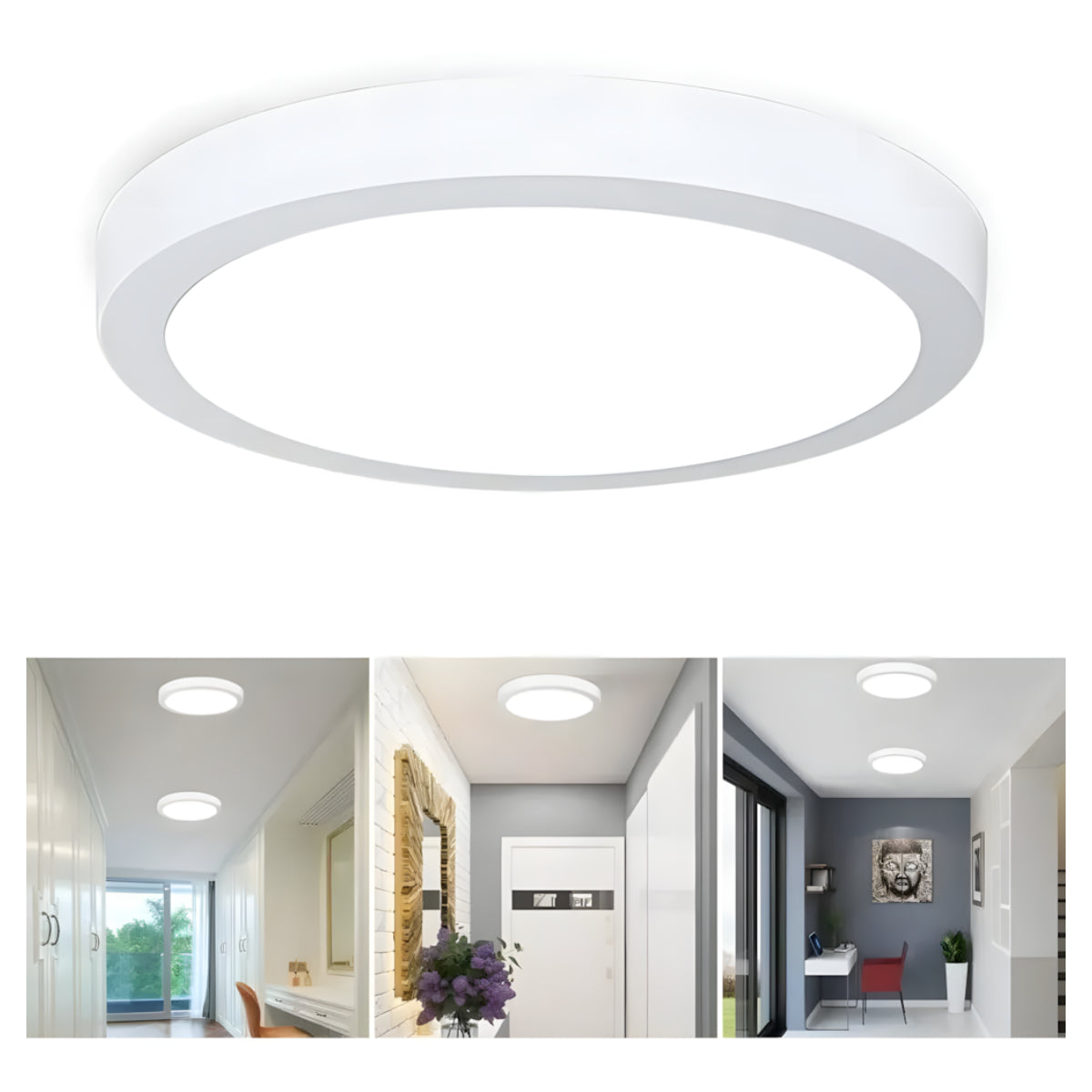 Foco Plafón Panel LED 18W Redondo Sobrepuesto | Blanco Frío 250mm