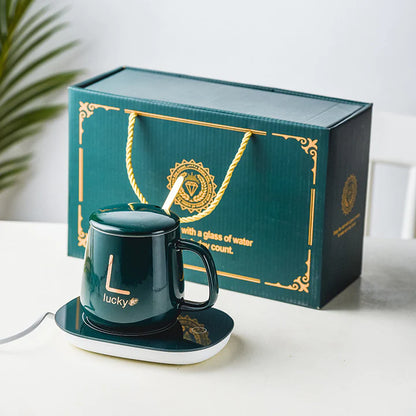 Taza C/ Calentador Eléctrico + Cuchara y Caja Verde