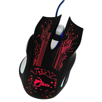 Mouse Gamer  Optico Led Jiexin X14 de 6 Botones 6.000 dpi  Retroiluminado 3.0 Ergonomico  PC Notebook