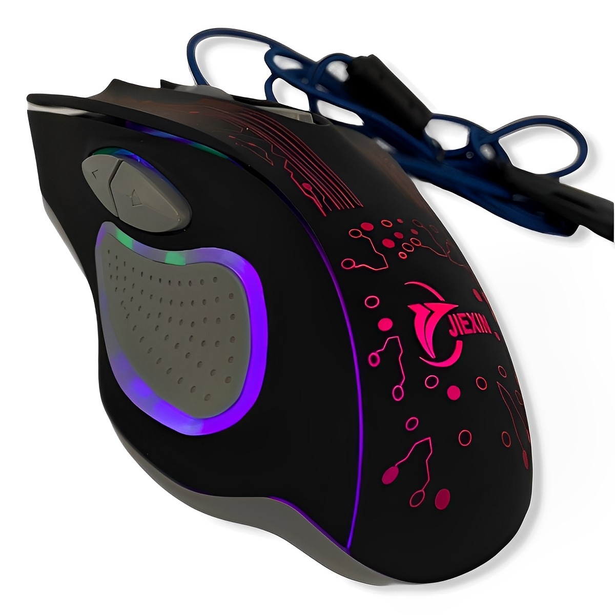 Mouse Gamer Jiexin X14 LED 6000 DPI Ergonómico PC | Netzo Chile