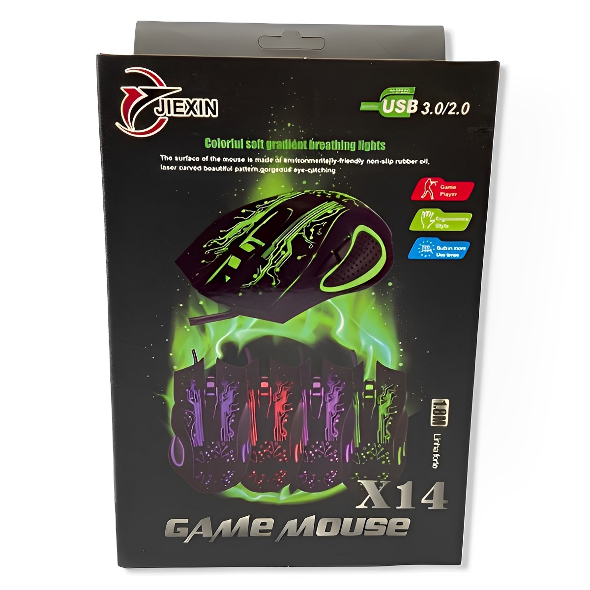 Mouse Gamer Jiexin X14 LED 6000 DPI Ergonómico PC | Netzo Chile