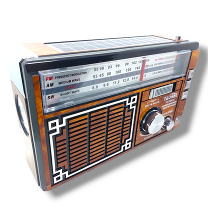 Radio Retro Solar Recargable AM/FM/SW MP3 MicroSD Cafe