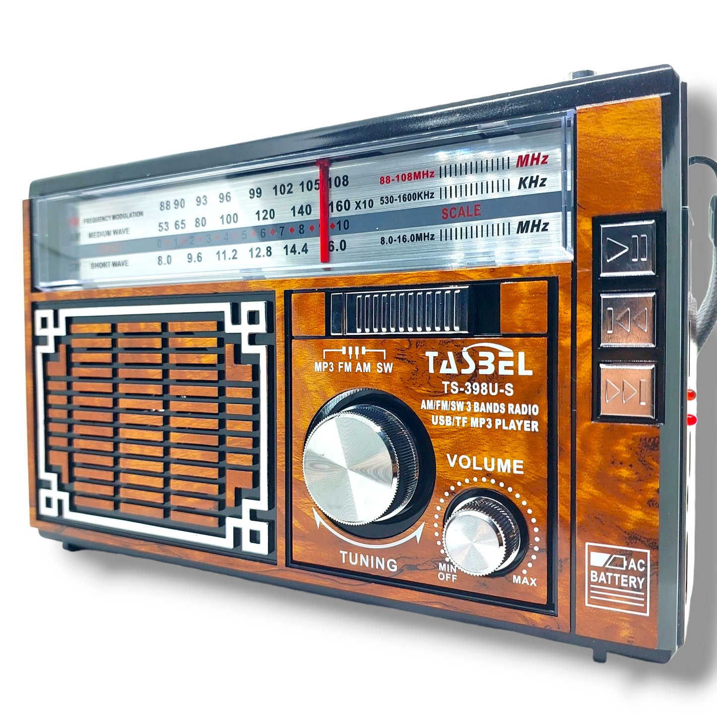 Radio Retro Dial Recargable Am/fm/sw Mp3 Microsd Solar con Linterna