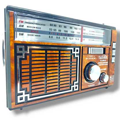 Radio Retro Solar Recargable AM/FM/SW MP3 MicroSD Cafe