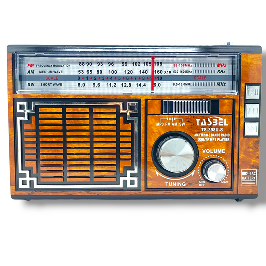 Radio Retro Solar Recargable AM/FM/SW MP3 MicroSD Cafe