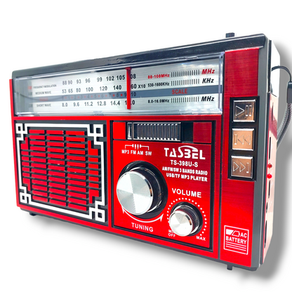 Radio Retro Dial Recargable Am/fm/sw Mp3 Microsd Solar con Linterna