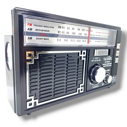 Radio Retro Dial Recargable Am/fm/sw Mp3 Microsd Solar con Linterna