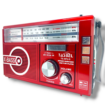 Radio Vintage con Dial Recargable Am/fm/sw Mp3 Microsd Solar con linterna