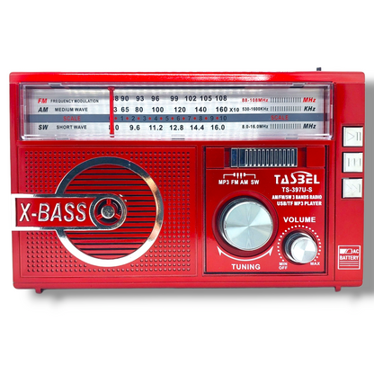 Radio Vintage con Dial Recargable Am/fm/sw Mp3 Microsd Solar con linterna