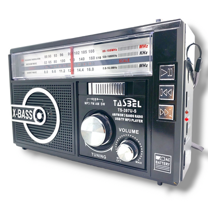 Radio Retro Dial Recargable Am/fm/sw Mp3 Microsd Solar con Linterna