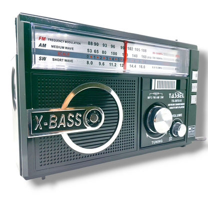 Radio Retro Solar Recargable AM/FM/SW MP3 MicroSD Negra