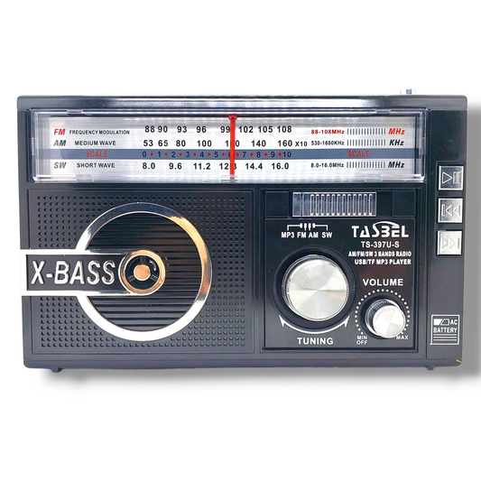 Radio Retro Solar Recargable AM/FM/SW MP3 MicroSD Negra