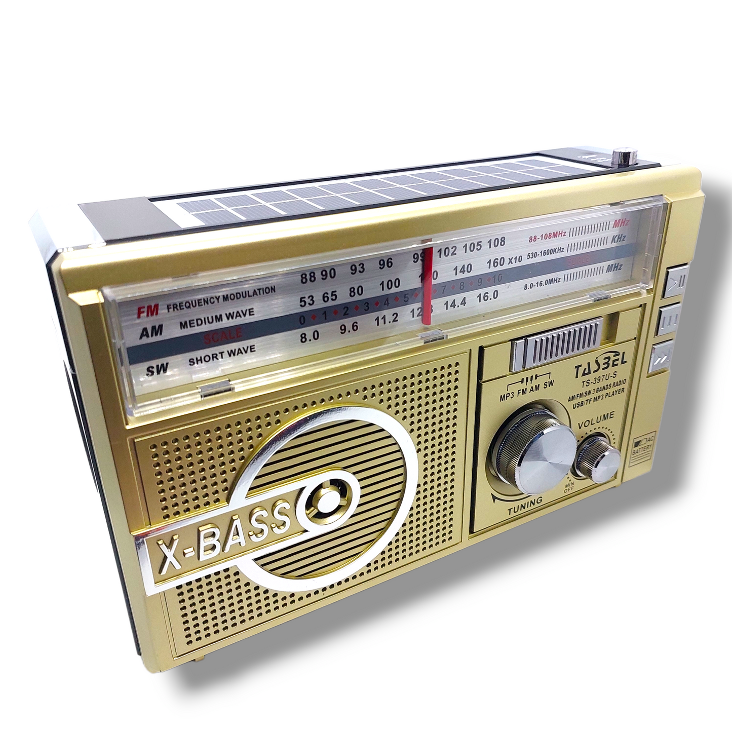 Radio Vintage con Dial Recargable Am/fm/sw Mp3 Microsd Solar con linterna