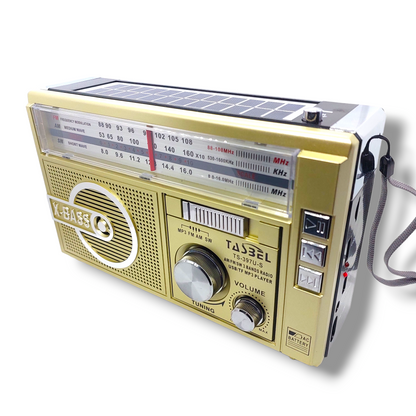 Radio Vintage con Dial Recargable Am/fm/sw Mp3 Microsd Solar con linterna