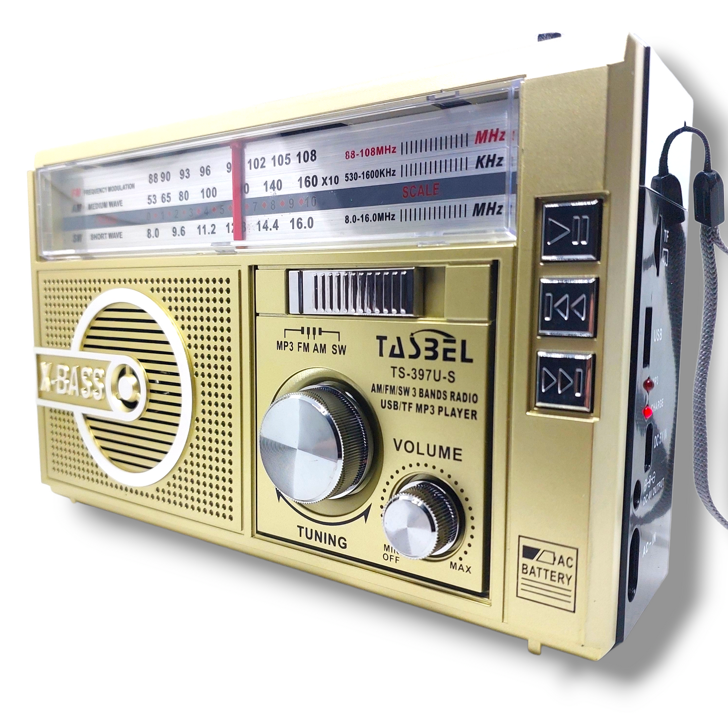 Radio Vintage con Dial Recargable Am/fm/sw Mp3 Microsd Solar con linterna