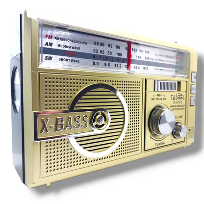 Radio Vintage con Dial Recargable Am/fm/sw Mp3 Microsd Solar con linterna