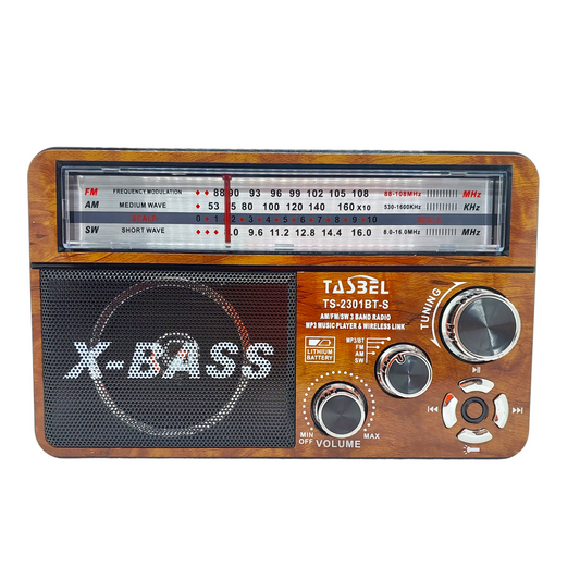 Radio Retro Solar BT USB Recargable AM/FM/SW + Linterna Cafe