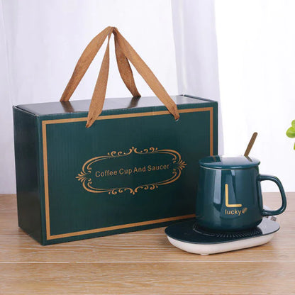 Taza C/ Calentador Eléctrico + Cuchara y Caja Verde