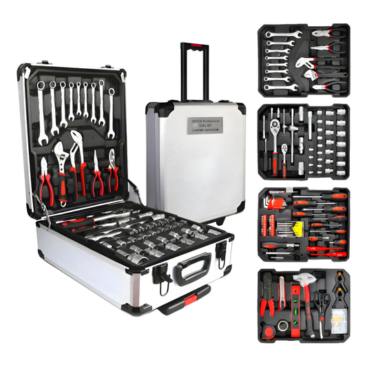 Maleta Set Caja Herramientas Aluminio 187 Piezas c/ Ruedas