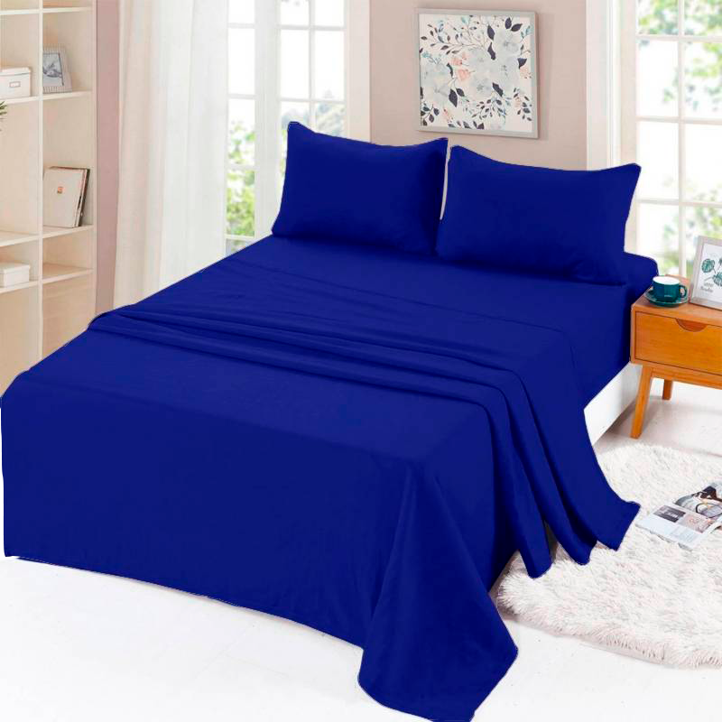 Juego Sábanas King Algodón Poliéster Suaves Azul