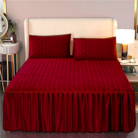 Cubrecama Cobertor Impermeable King + 2 Fundas Burdeo
