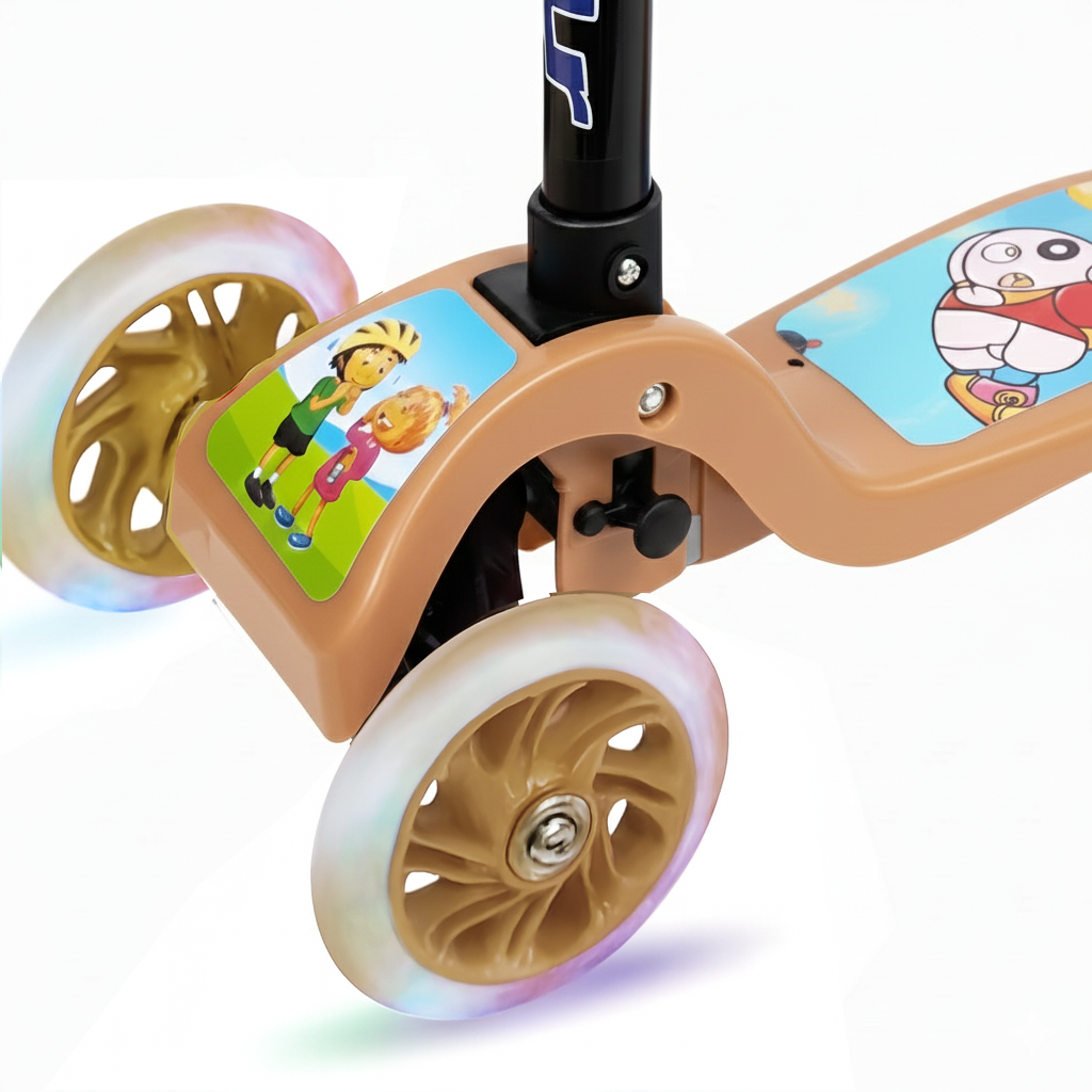 Scooter Monopatín Niños Regulable Luces LED Freno Café - imagen 3 | Netzo.cl