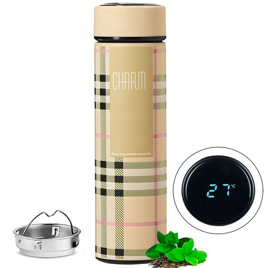 Termo Acero 500ml C/ Pantalla Led Frío/Calor Cafe