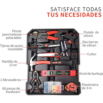 Caja De Herramientas Aluminio 187 Piezas Maleta c/ Ruedas
