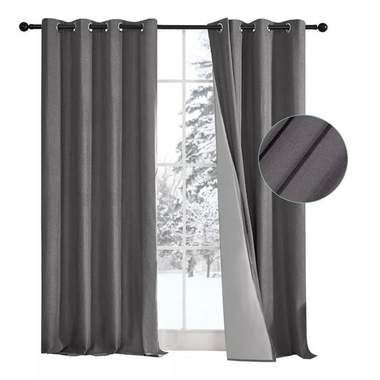 Cortina BlackOut 100% Térmica 2 Paños Engomada Gris Oscuro