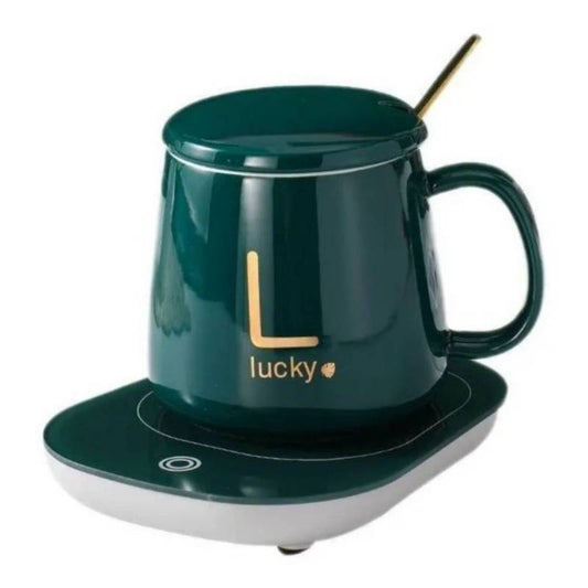 Taza C/ Calentador Eléctrico + Cuchara y Caja Verde