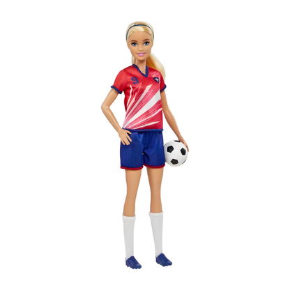 Muñeca Barbie Profesiones Jugadora De Fútbol Roja