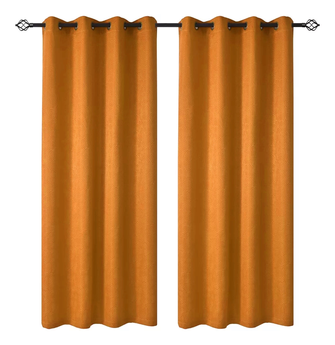Cortina Textura Lino 2 Paños 140x260 Naranja
