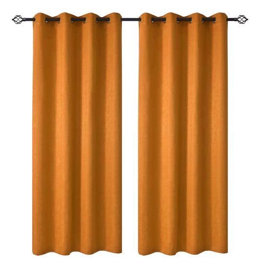 Cortina Textura Lino 2 Paños 140x260 Naranja