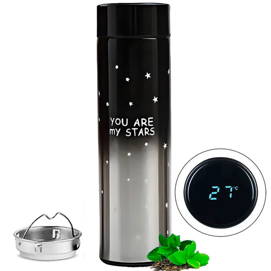 Termo Acero 500ml C/ Pantalla Led Frío/Calor Negro