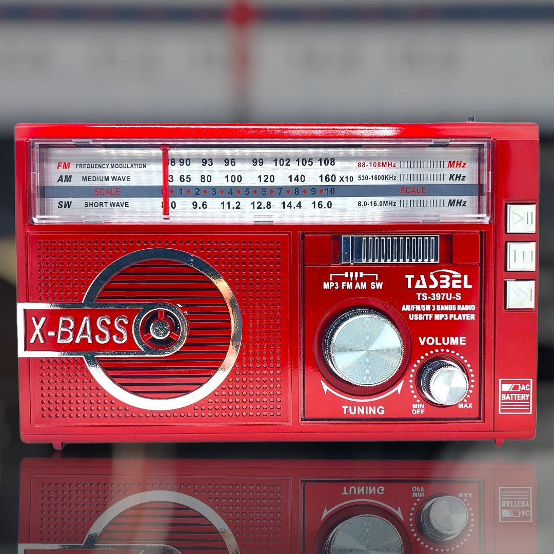Radio Retro Solar Recargable AM/FM/SW MP3 MicroSD Roja
