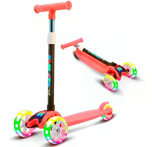 Scooter Monopatín Niños Regulable Luces LED Freno Rojo