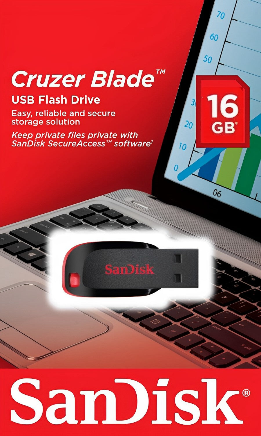 Pendrive SanDisk Cruzer Blade 16 GB negro y rojo