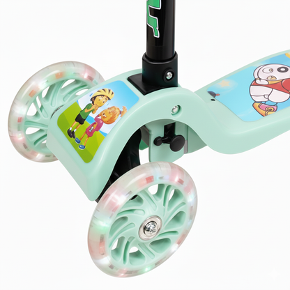 Scooter Monopatín Niños Regulable Luces LED Freno Verde