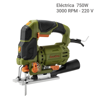 Sierra Caladora Eléctrica Bauker 750W 3000 RPM